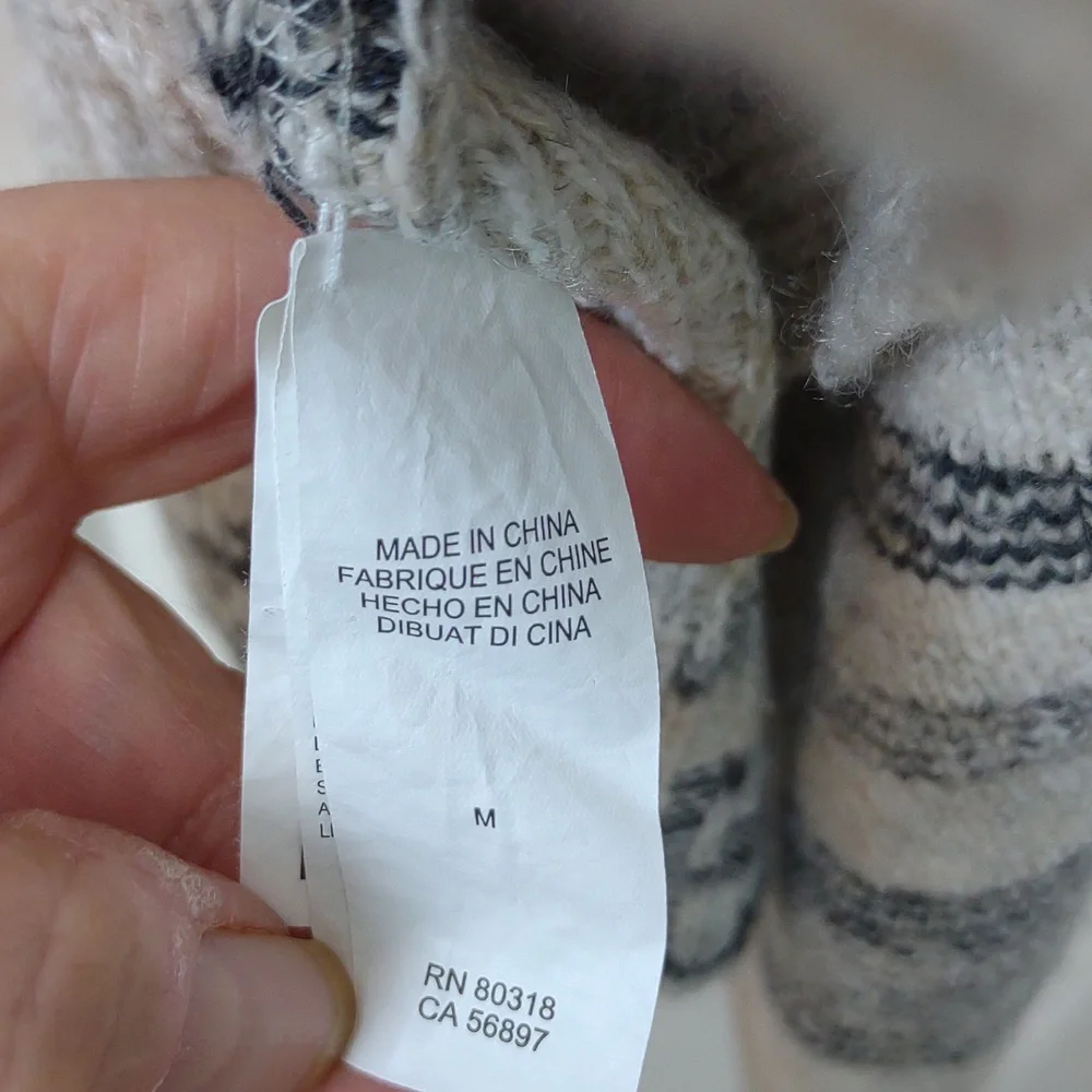 Lucky Brand Womens Tribal Aztec Black Ivory Gray Print Open Front Drape Cardigan - Picture 5 of 11